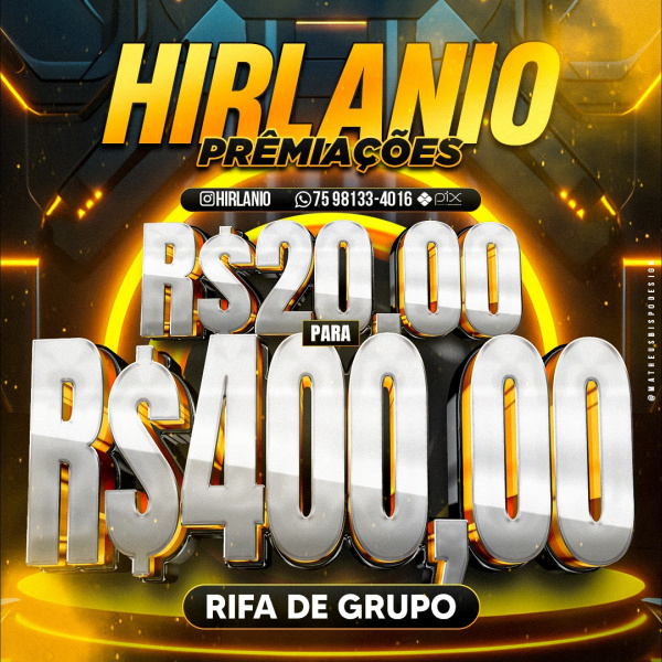 RIFA DE GRUPO 20 PRA 400 OU METADE 10 PRA 200 