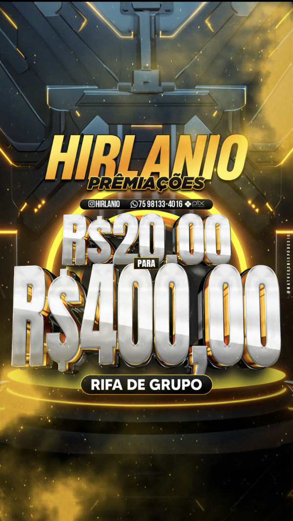 🏆 RIFA DE GRUPO R$ 20 PARA R$ 400 🎉💰