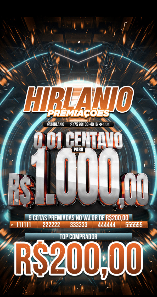 RIFA 0,01 CENTAVO PRA R$ 1.000